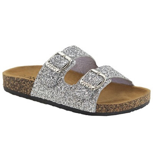 Pink Peplum Boutique Shoes - Sliver glitter sandals